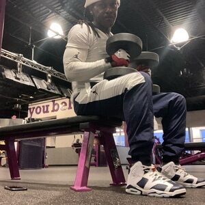 White and Blue Athletic Shoes